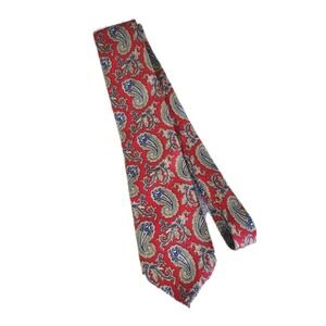 Men's Vintage Christian Dior  Red Paisley Silk Tie-56Lx3.5W